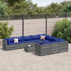 11-delige Loungeset met kussens poly rattan grijs