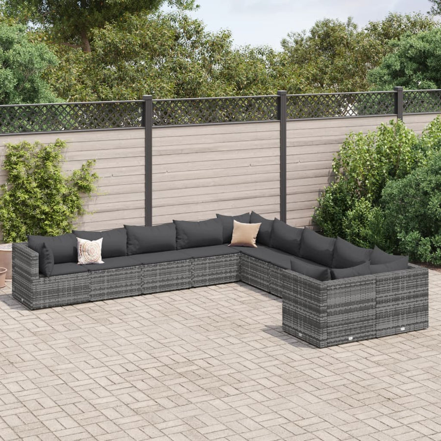 Loungeset Met Kussens Poly Rattan 10