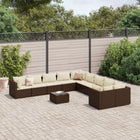 11-delige Loungeset met kussens poly rattan bruin