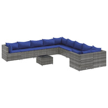 11-delige Loungeset met kussens poly rattan grijs