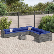 Loungeset 11-delig poly rattan grijs