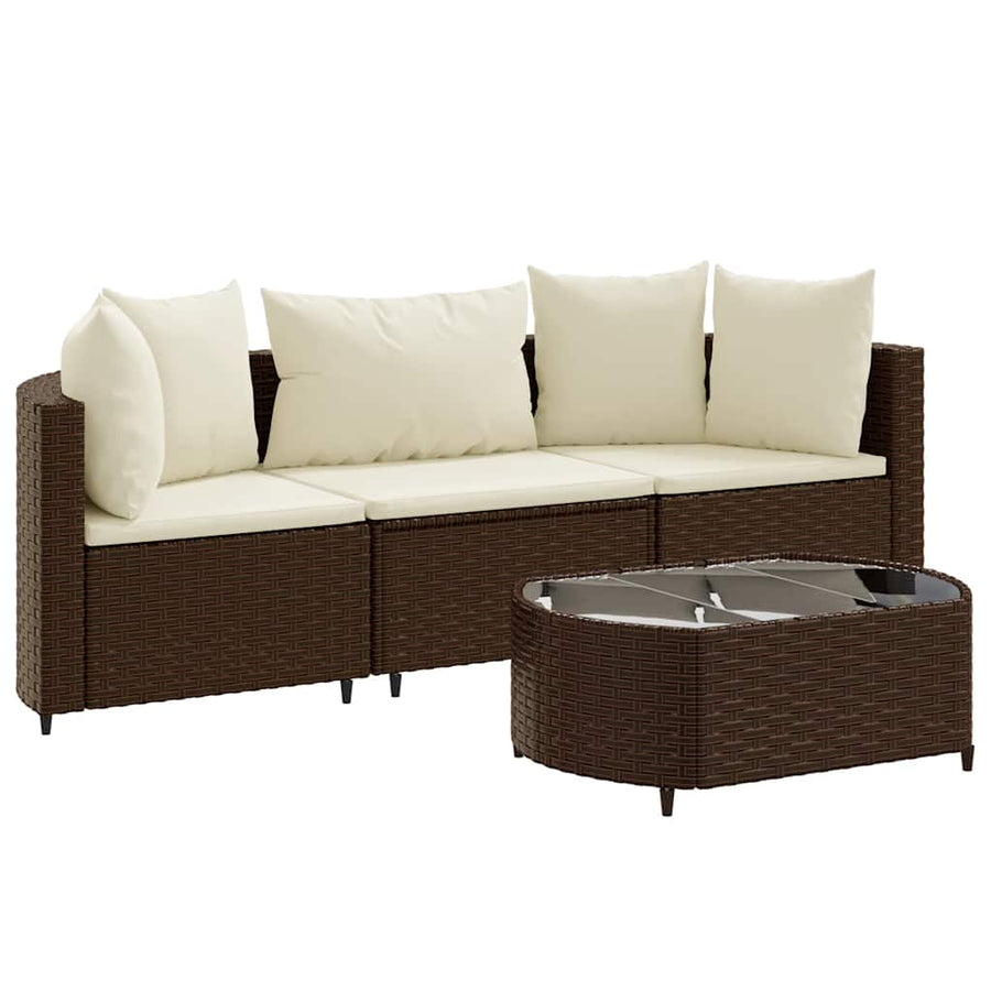 4-Delige Loungeset Met Kussens Poly Rattan 3