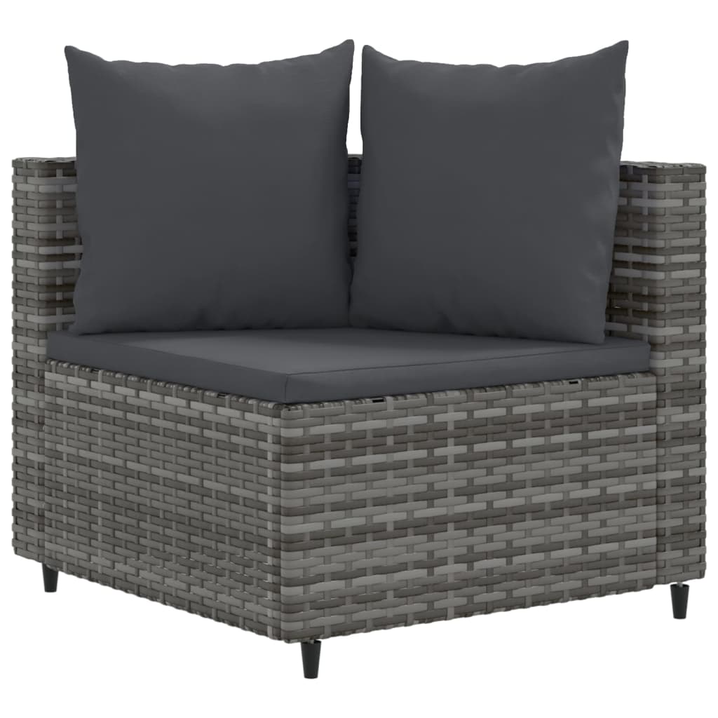 4-delige Loungeset met kussens poly rattan grijs