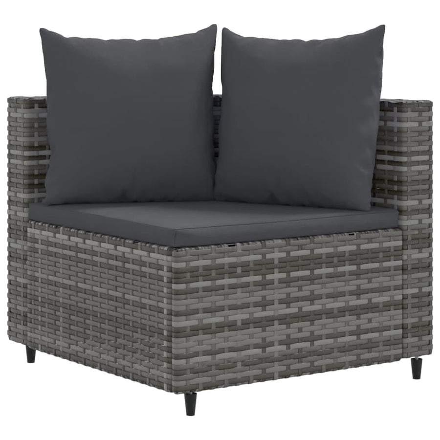 4-delige Loungeset met kussens poly rattan grijs