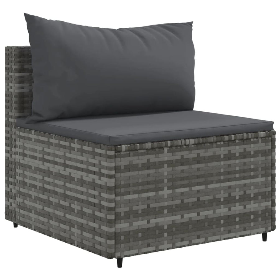 4-delige Loungeset met kussens poly rattan grijs