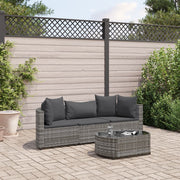 Loungeset 4-delig poly rattan grijs