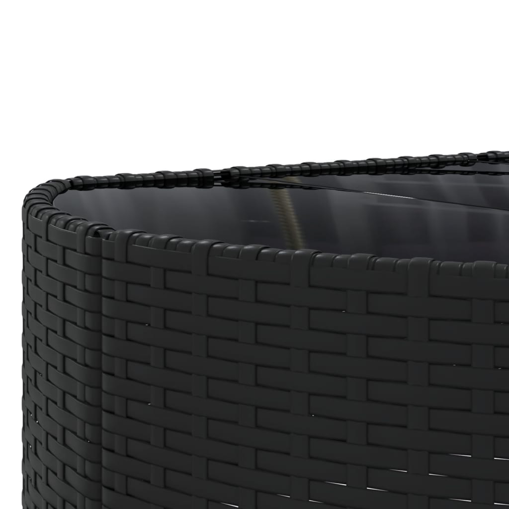4-delige Loungeset met kussens poly rattan zwart