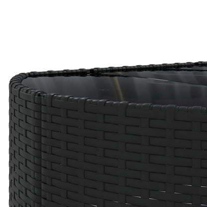 4-delige Loungeset met kussens poly rattan zwart