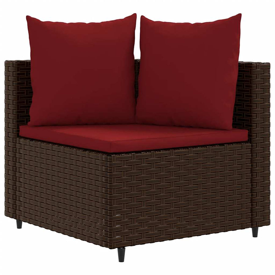 4-delige Loungeset met kussens poly rattan bruin