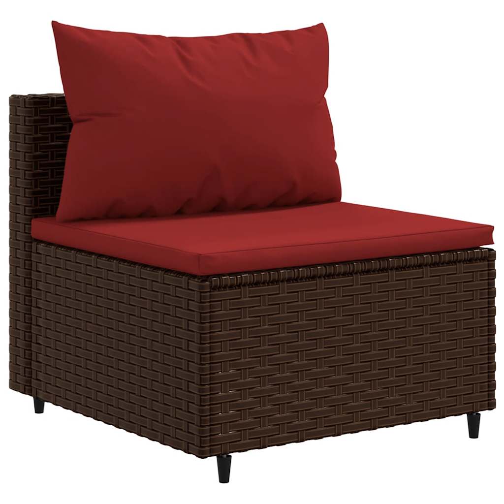 4-delige Loungeset met kussens poly rattan bruin
