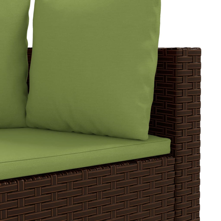 4-delige Loungeset met kussens poly rattan bruin