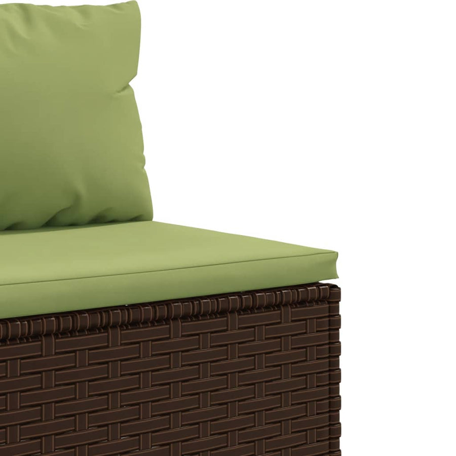 4-delige Loungeset met kussens poly rattan bruin