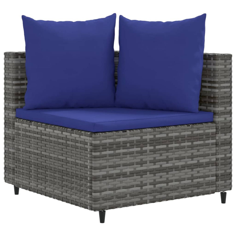 4-delige Loungeset met kussens poly rattan grijs