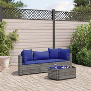 Loungeset 4-delig poly rattan grijs