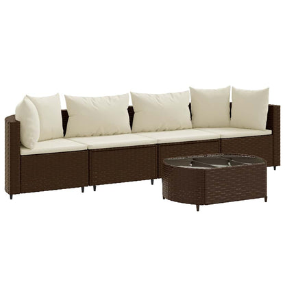 5-Delige Loungeset Met Kussens Poly Rattan 4