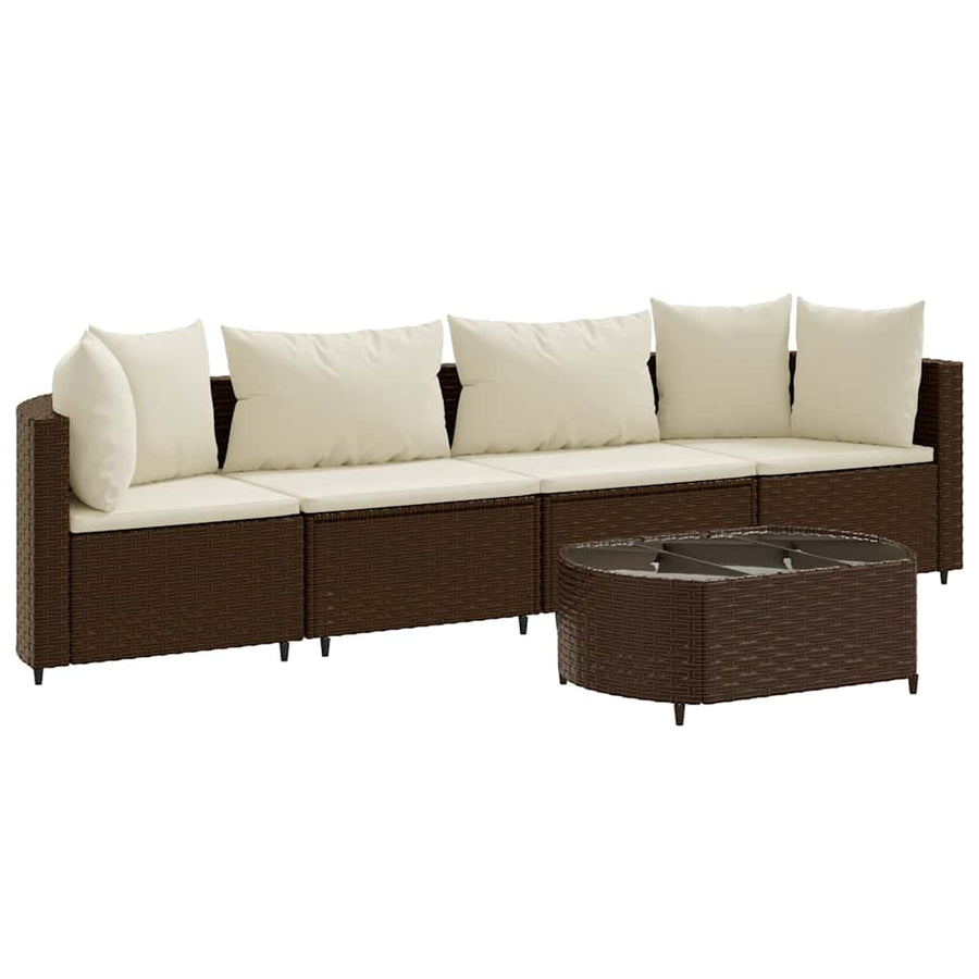 5-Delige Loungeset Met Kussens Poly Rattan 4