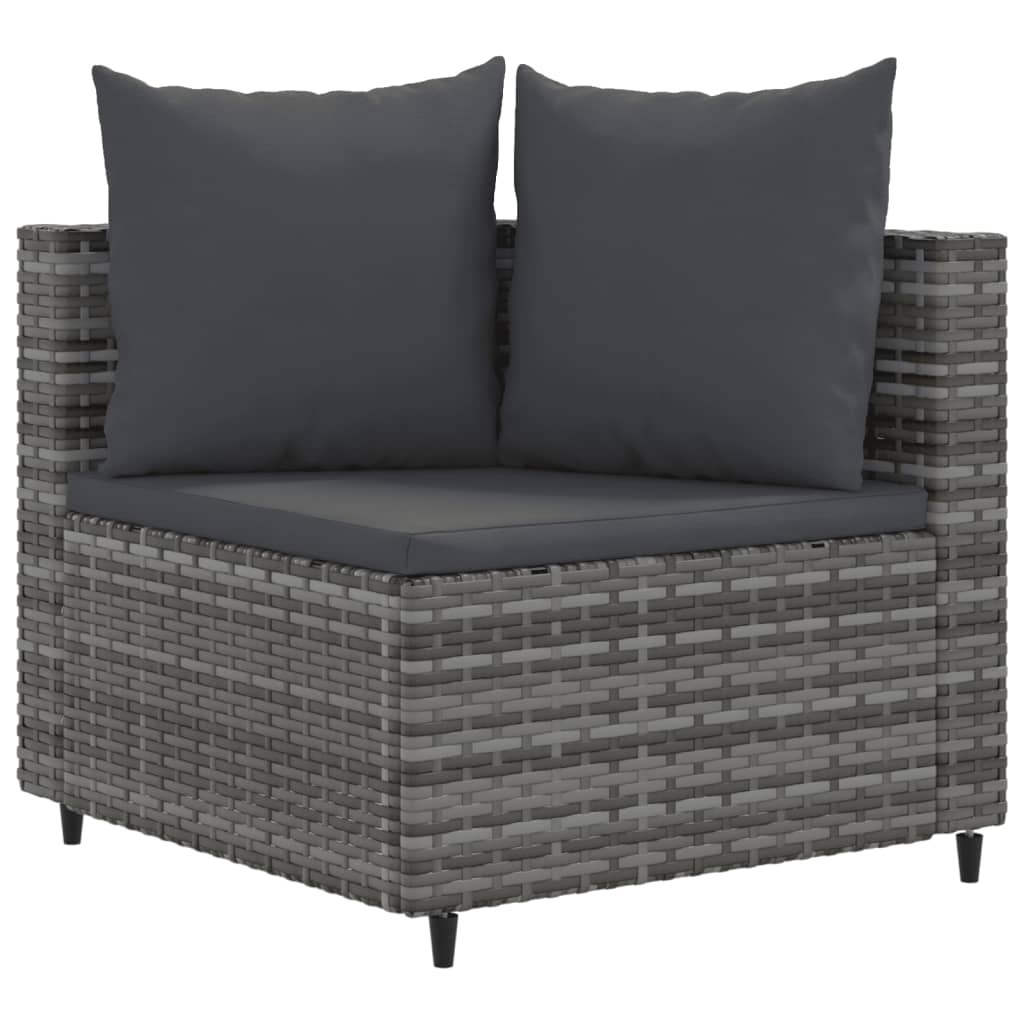 5-delige Loungeset met kussens poly rattan grijs
