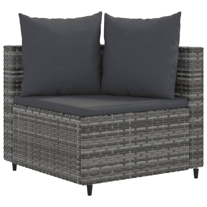 5-delige Loungeset met kussens poly rattan grijs