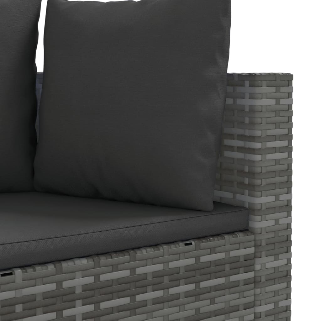5-delige Loungeset met kussens poly rattan grijs