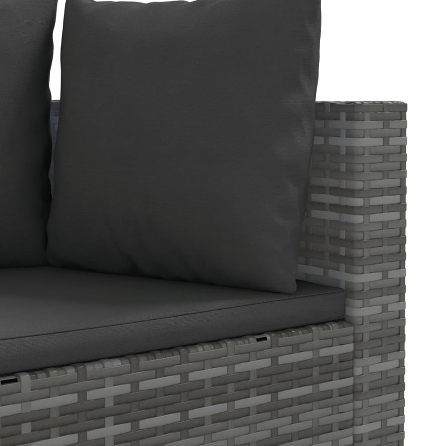 5-delige Loungeset met kussens poly rattan grijs