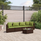 5-delige Loungeset met kussens poly rattan bruin