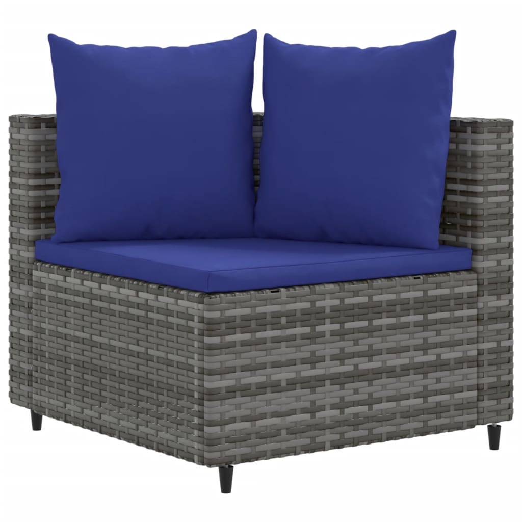 5-delige Loungeset met kussens poly rattan grijs