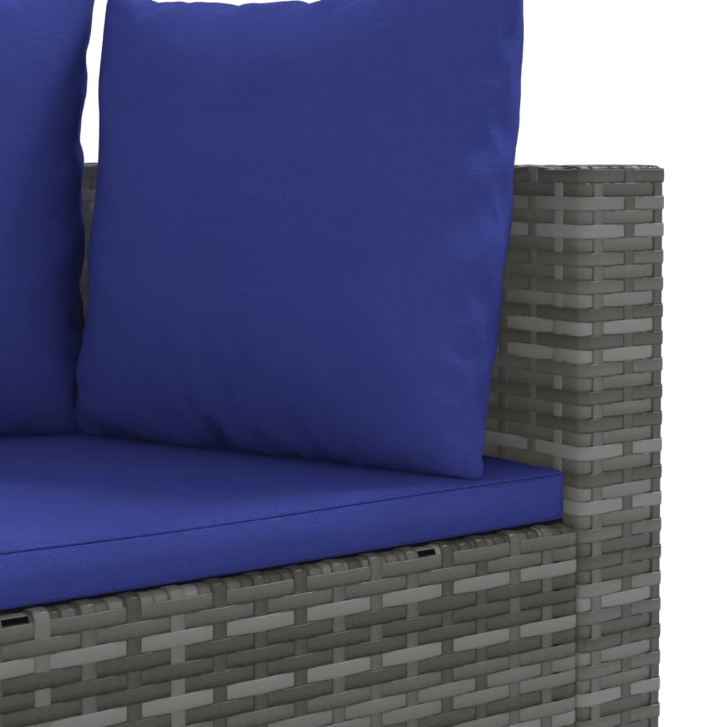5-delige Loungeset met kussens poly rattan grijs