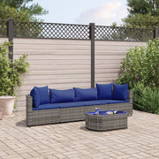 Loungeset 5-delig poly rattan grijs