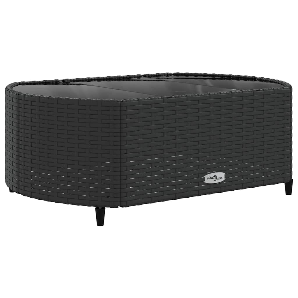 7-delige Loungeset met kussens poly rattan zwart