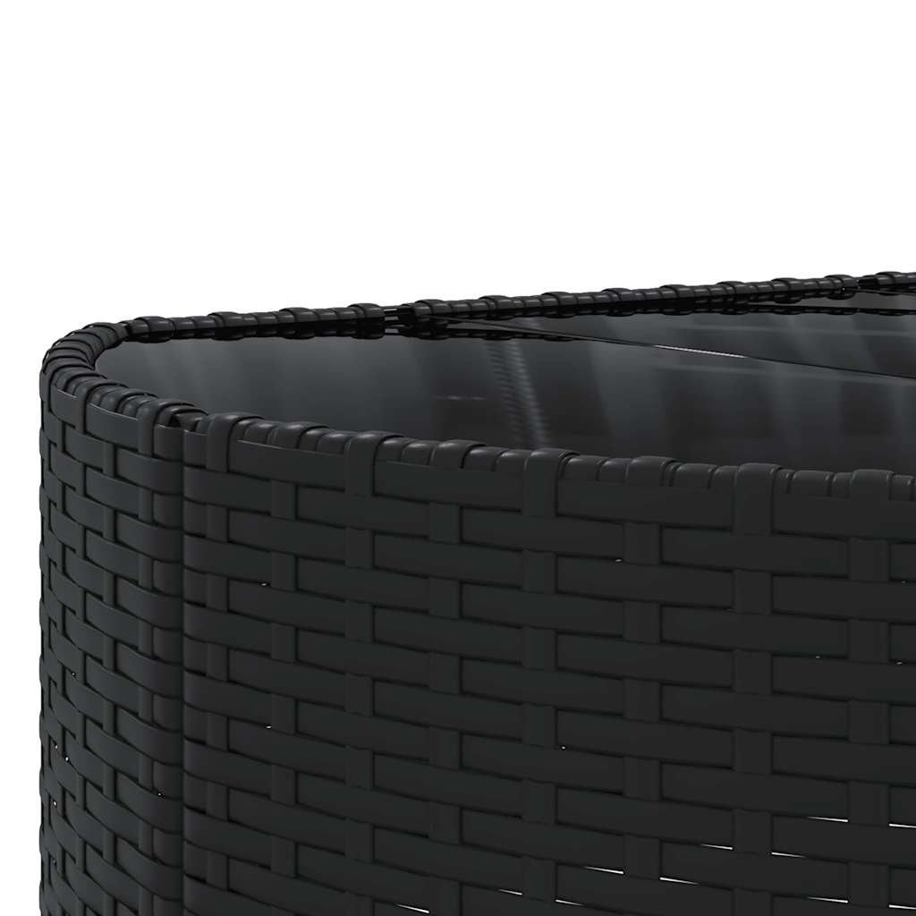 7-delige Loungeset met kussens poly rattan zwart