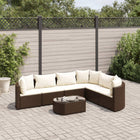 7-delige Loungeset met kussens poly rattan bruin