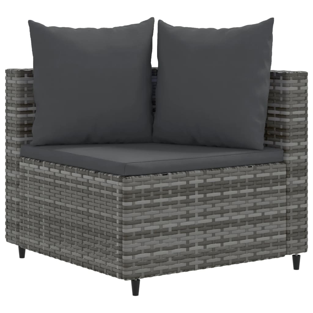 7-delige Loungeset met kussens poly rattan grijs