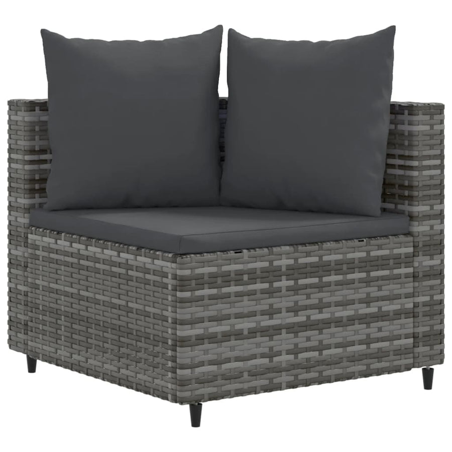 7-delige Loungeset met kussens poly rattan grijs