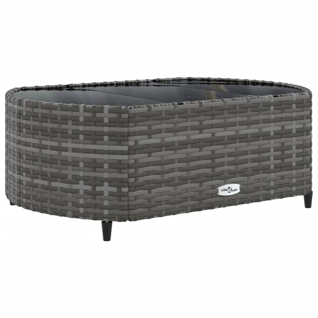 7-delige Loungeset met kussens poly rattan grijs