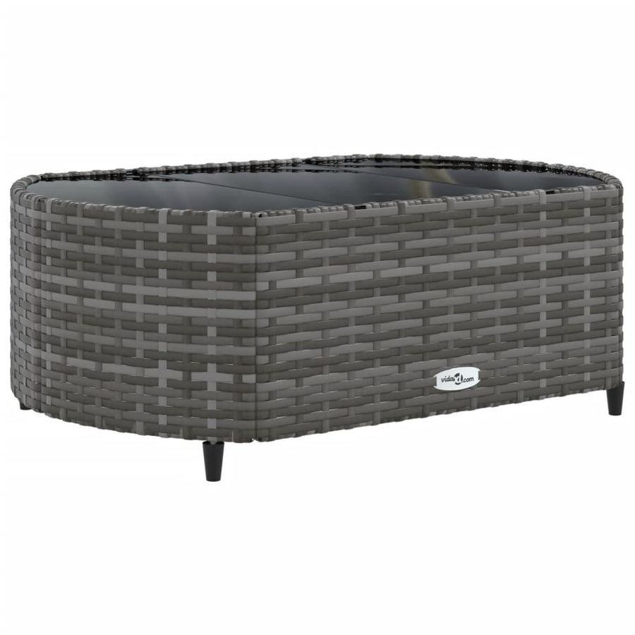 7-delige Loungeset met kussens poly rattan grijs