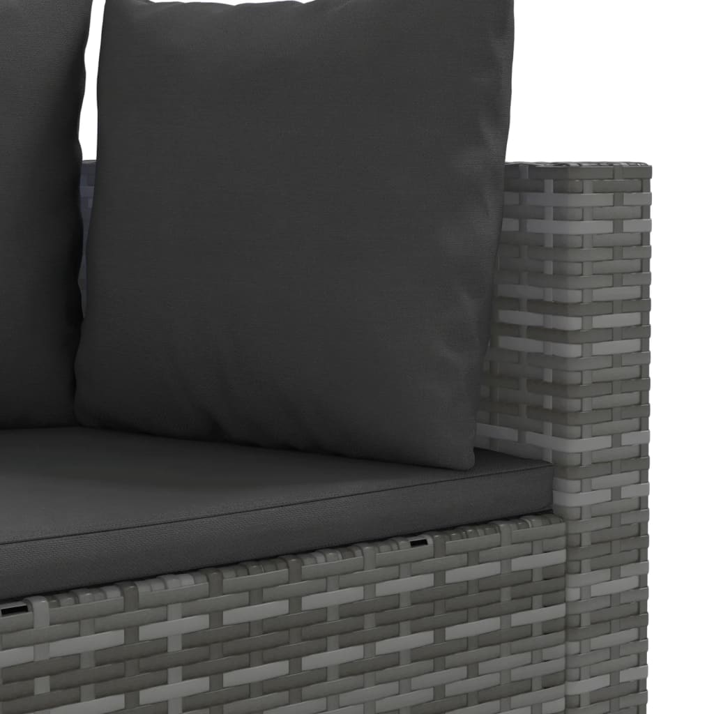 7-delige Loungeset met kussens poly rattan grijs