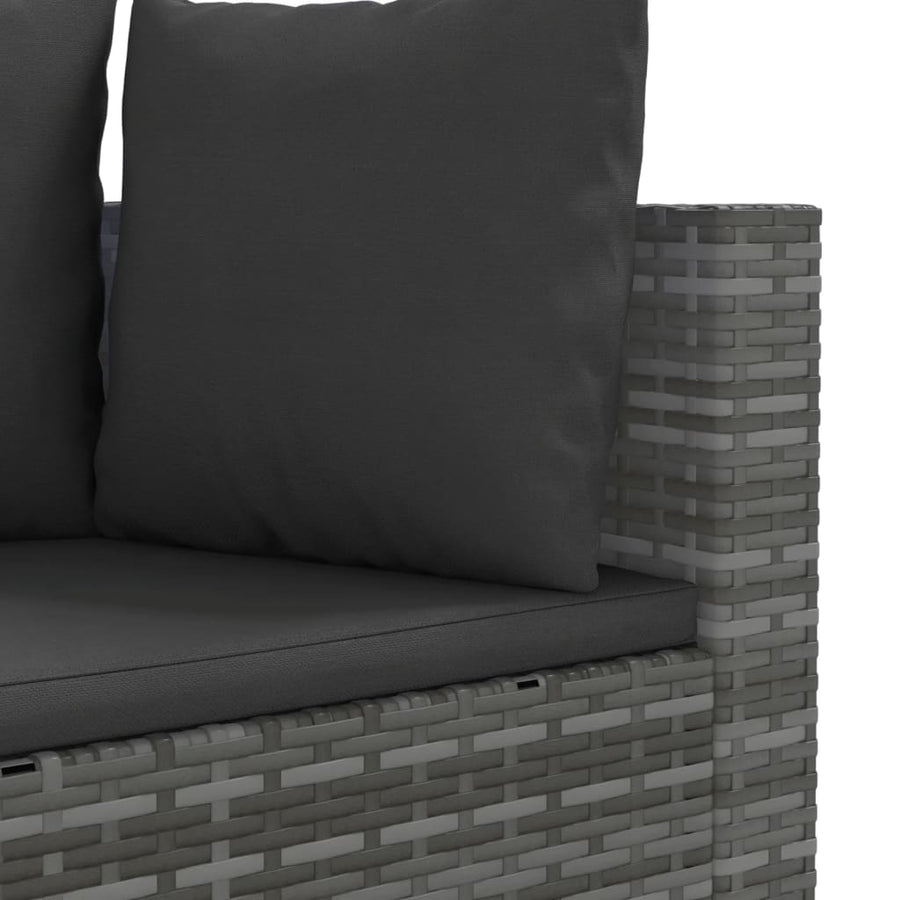 7-delige Loungeset met kussens poly rattan grijs