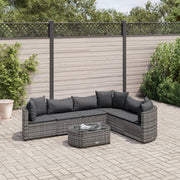 Loungeset poly rattan grijs 7-delig