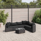 7-delige Loungeset met kussens poly rattan zwart