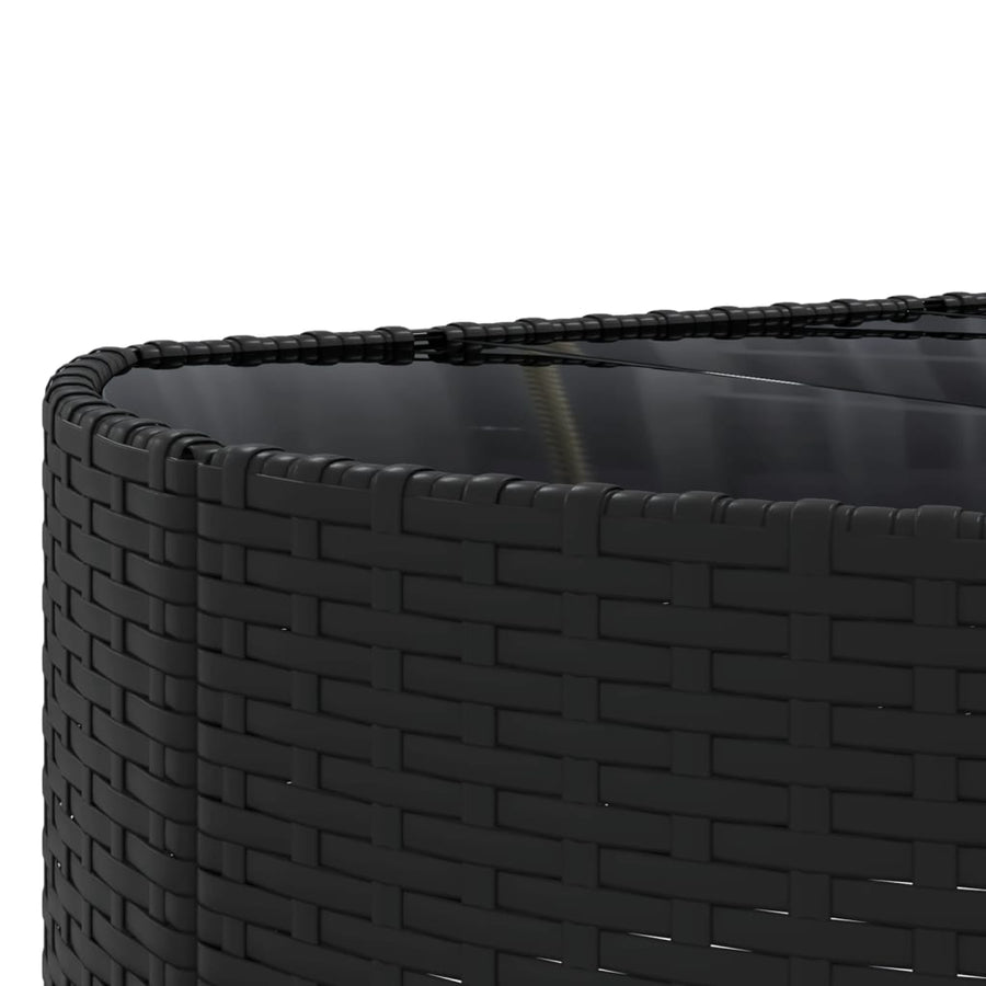 7-delige Loungeset met kussens poly rattan zwart