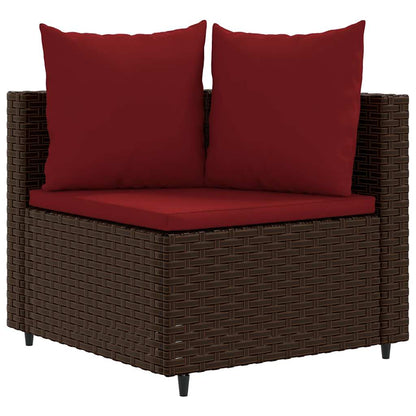7-delige Loungeset met kussens poly rattan bruin