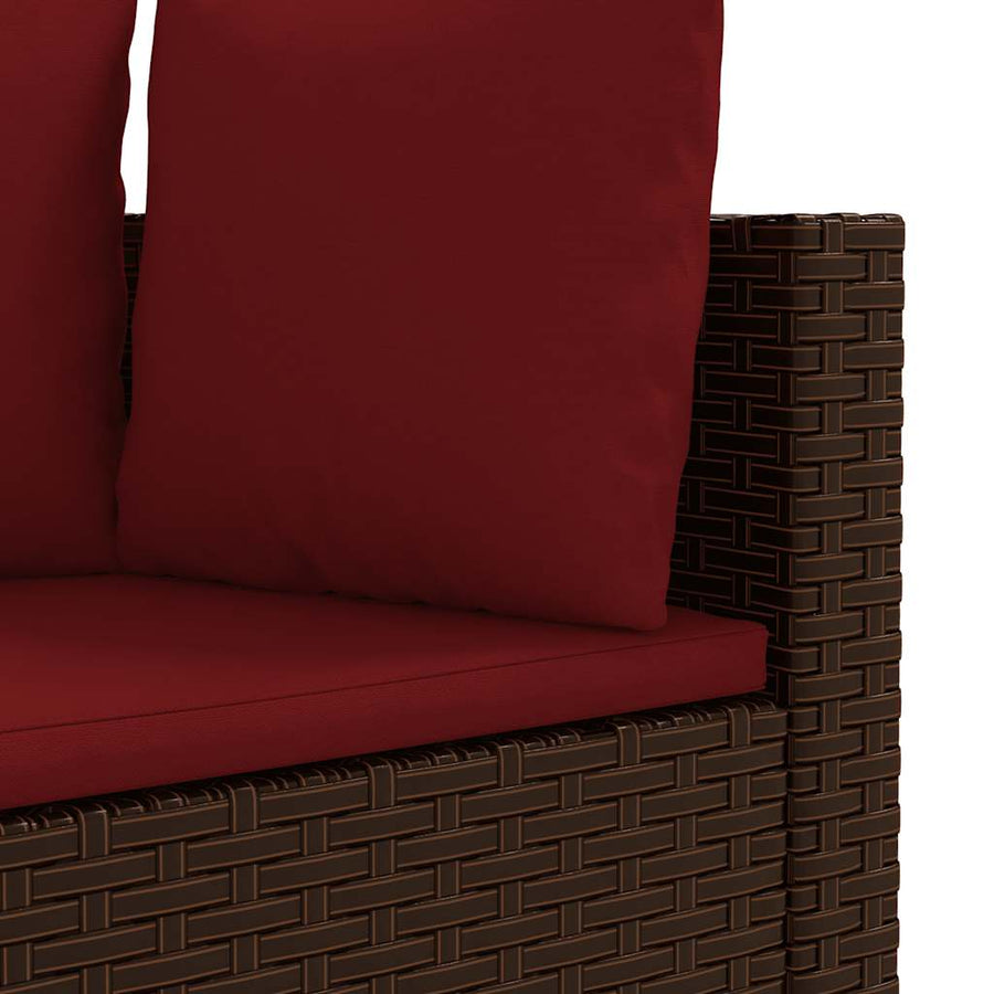 7-delige Loungeset met kussens poly rattan bruin