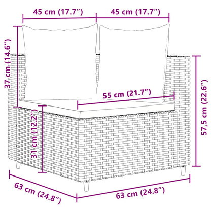 7-delige Loungeset met kussens poly rattan bruin