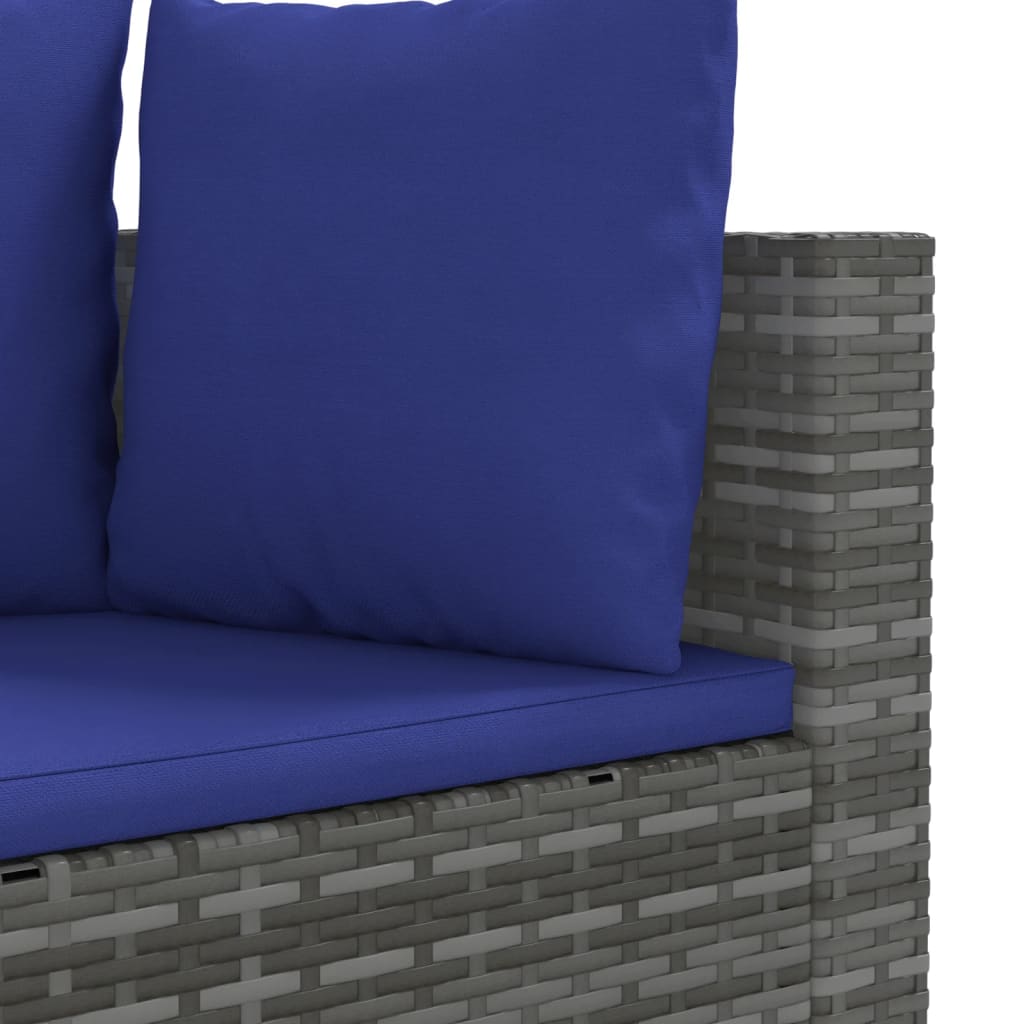 7-delige Loungeset met kussens poly rattan grijs