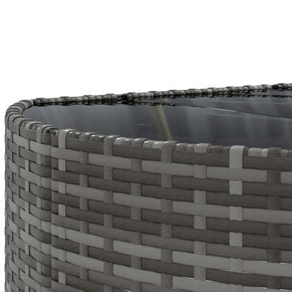 7-delige Loungeset met kussens poly rattan grijs