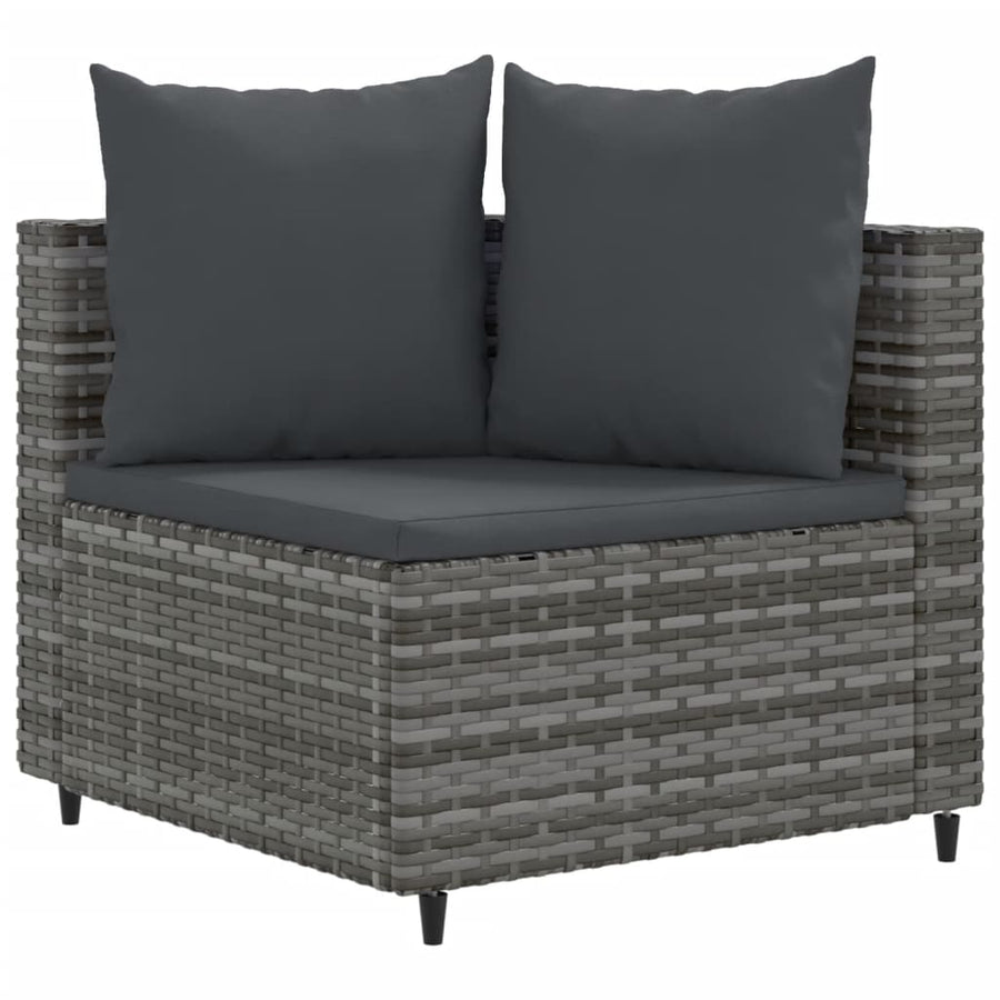 8-delige Loungeset met kussens poly rattan grijs