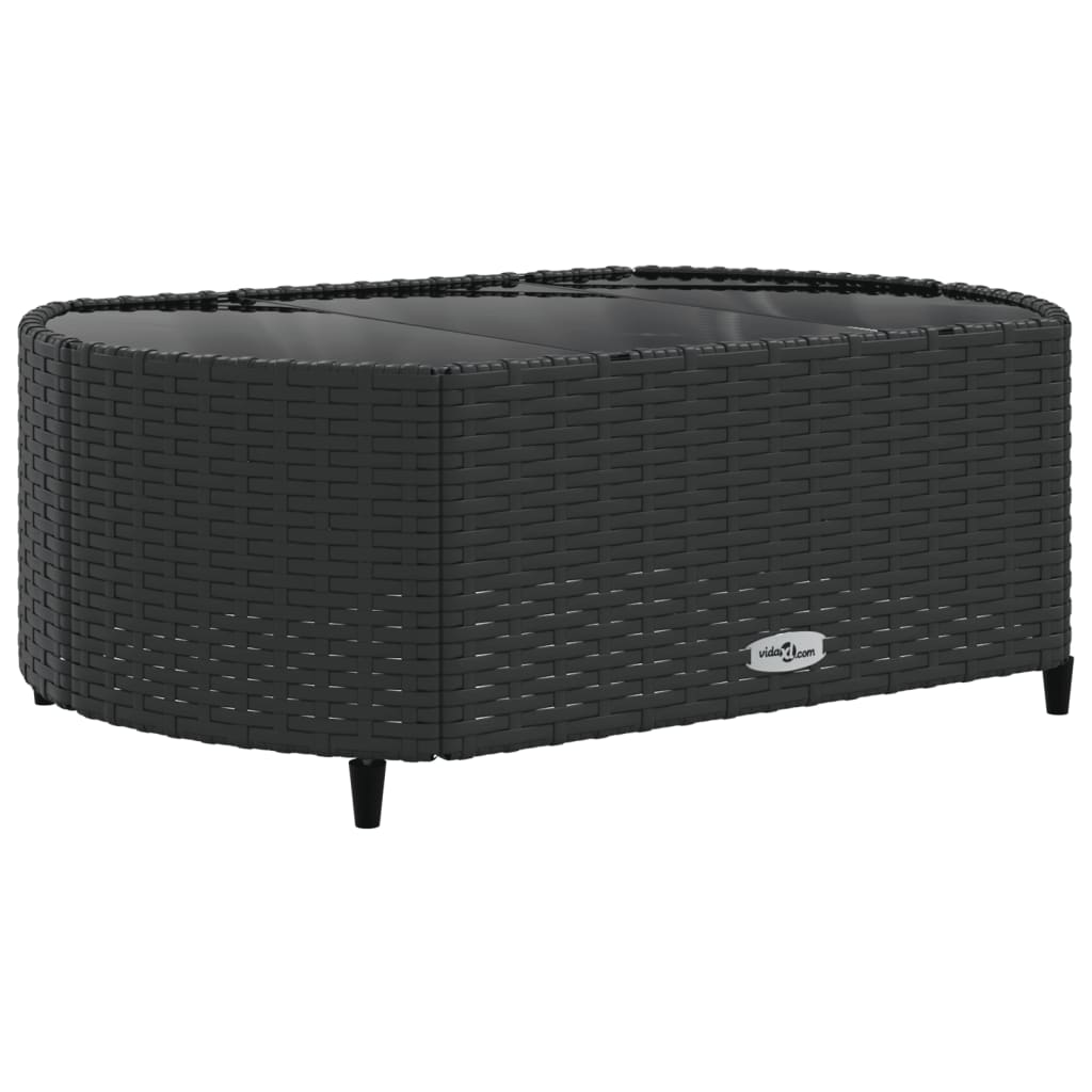 8-delige Loungeset met kussens poly rattan zwart