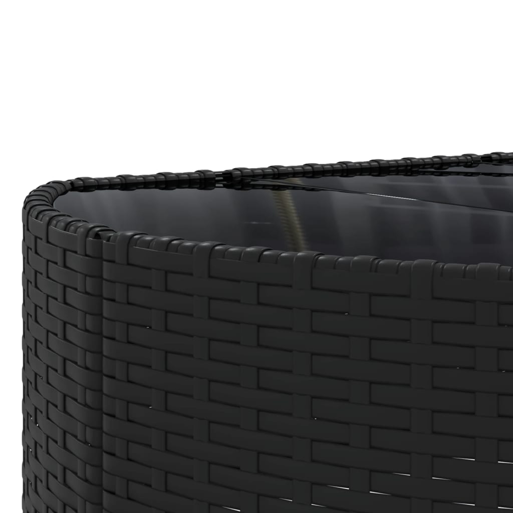 8-delige Loungeset met kussens poly rattan zwart