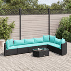 8-delige Loungeset met kussens poly rattan zwart