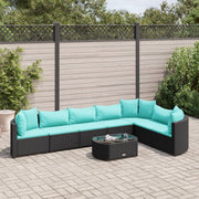 Loungeset 8-delig poly rattan zwart met kussens